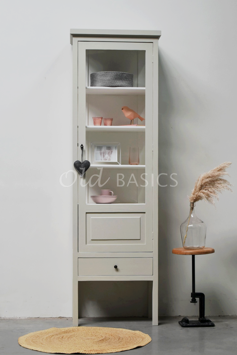 Detail van Vitrinekast Vertou, 1 deuren, RAL7032, grijs, beige, materiaal hout